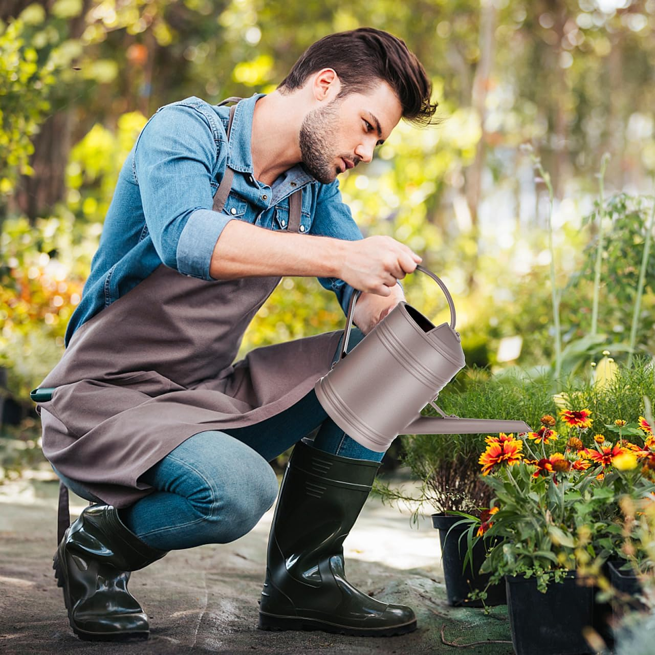 Grey Plastic Watering Can with Long Spout 2L Capacity for Indoor and Outdoor Plant Care Removable Nozzle for Watering image number 6