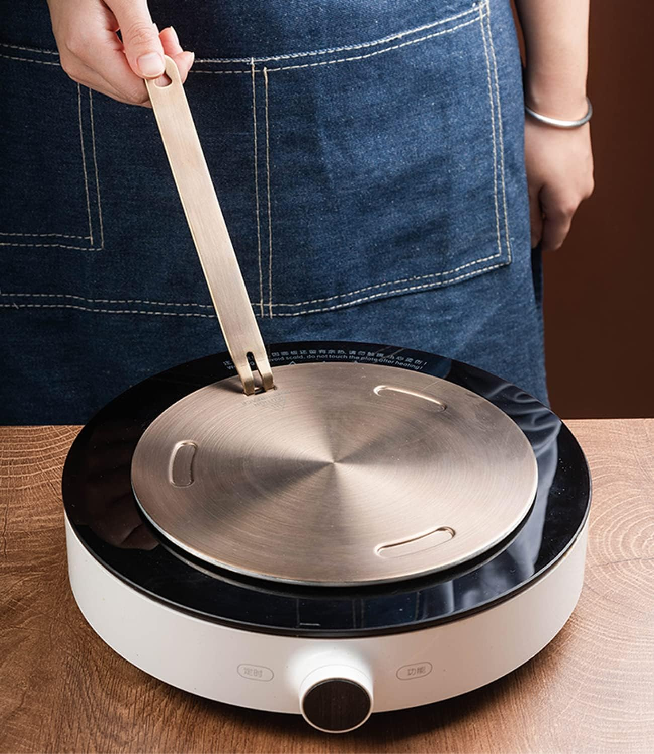 Heat Diffuser Plate, Grouarty Stainless Steel Cooking Induction Adapter Simmer Plate for Electric Gas Glass Cooktop Hob Ring, Induction Cooktop Converter Plate with Handle (7.9Inch) image number 6