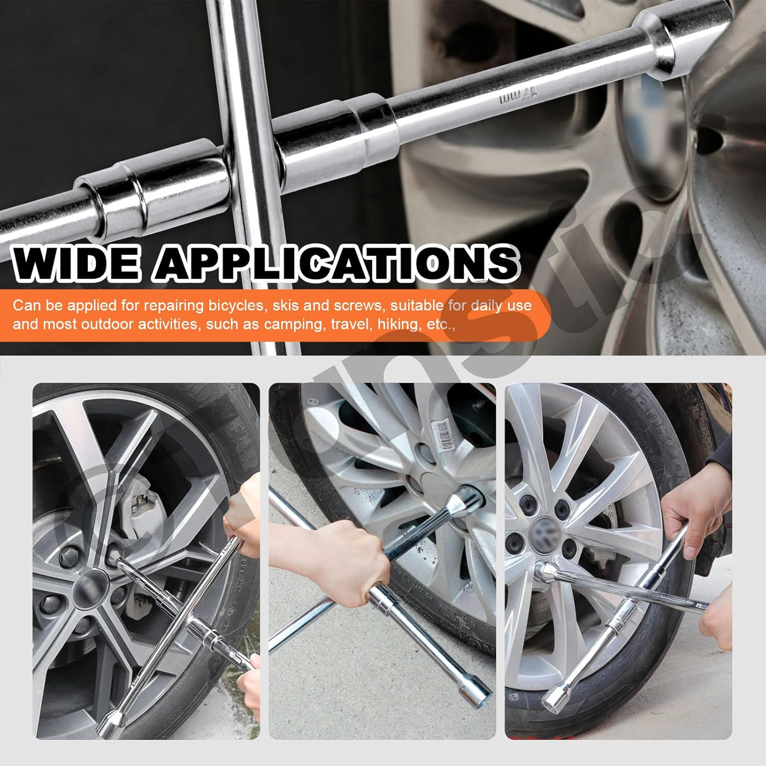 Tanstic 1Pc 14 Inch Universal Folding Lug Wrench, Heavy Duty 4 Way Cross Wrench for Cars Tire Changing image number 4