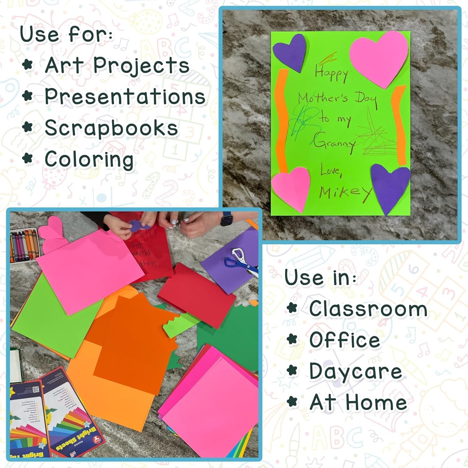 Assorted Bright Colored Paper 80 GSM, Acid-Free, Fade-Resistant, 8.5X11 Inch Letter Size Color Copy Paper, 48 Sheets, 12 Colors image number 2