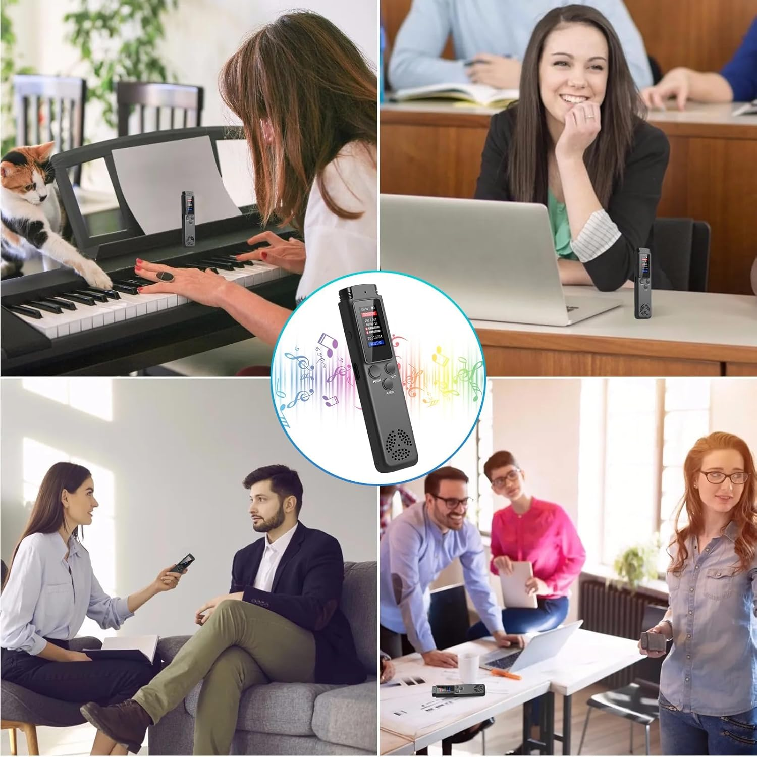 64GB Digital Voice Recorder Voice Activated Recorder for Lectures Meetings, Audio Recorders with Playback, Password, Variable Speed, Tape Recorders USB Charge, MP3 (With Play) image number 3