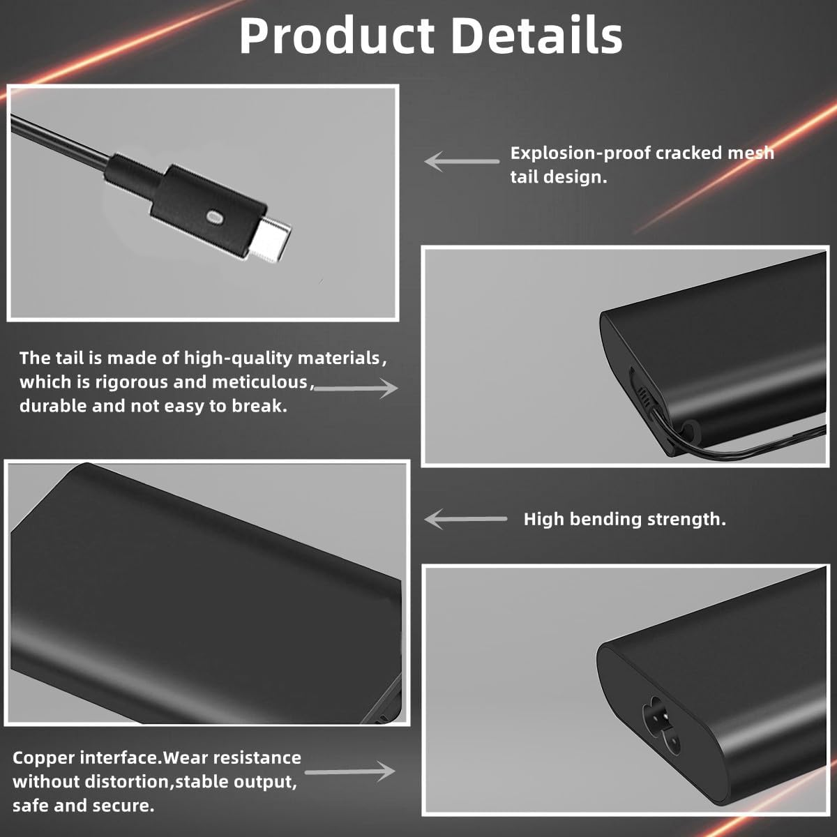 130W USB Type C 20V 6.5A Power Adapter,Compatible with Dell XPS 15 9575 9520 9510 9500 17 9720 9710 9700 Precision 5530 5550 5560 5570 5750 5760 3560 Latitude 5411 5421 5511 5520 5521 Power Cord image number 5
