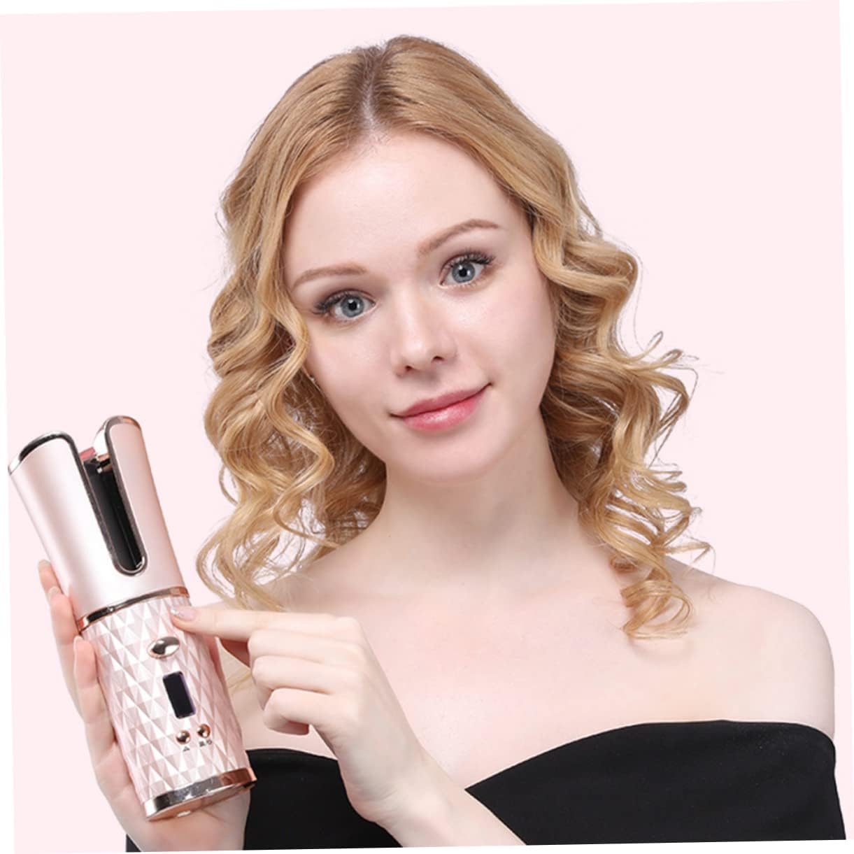 FOMIYES Hair Curling Tool Cordless Rechargeable Hair Curler Ceramic Coating for Damage Heat Automatic Winding Time Temperature Control for Travel image number 4