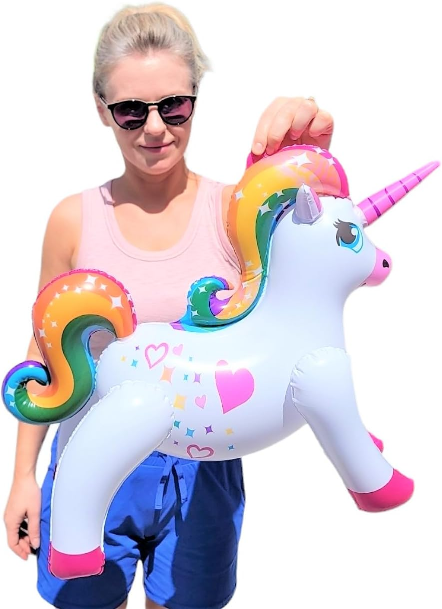 Large Colorful Blow-Up Rainbow Unicorns (24 Inches) Inflatable Birthday Party Pool Decoration. (6 Pack) image number 5
