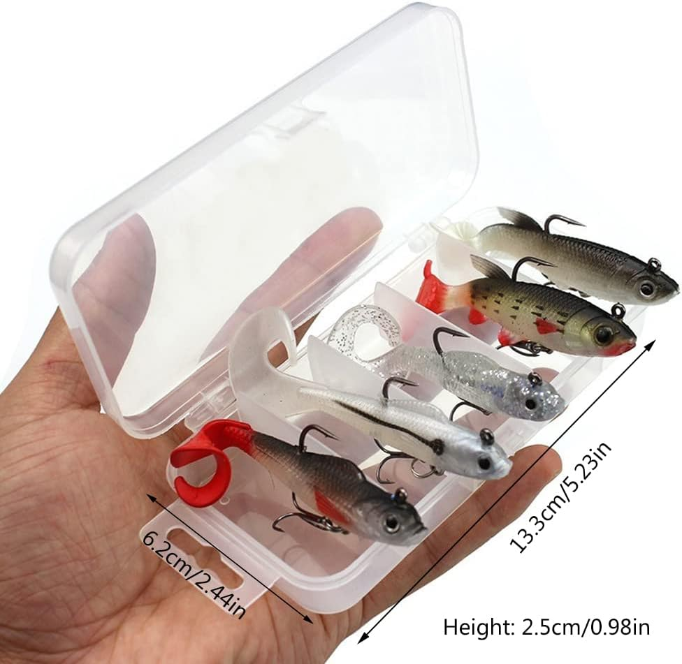 Soft Plastic Lures, 5PCS Paddle Tail Swimbaits Minnow Lures, Soft Fishing Lures, Big Soft Tail Soft Fishing Lure for Sea Bass Pike Trout Perch image number 5