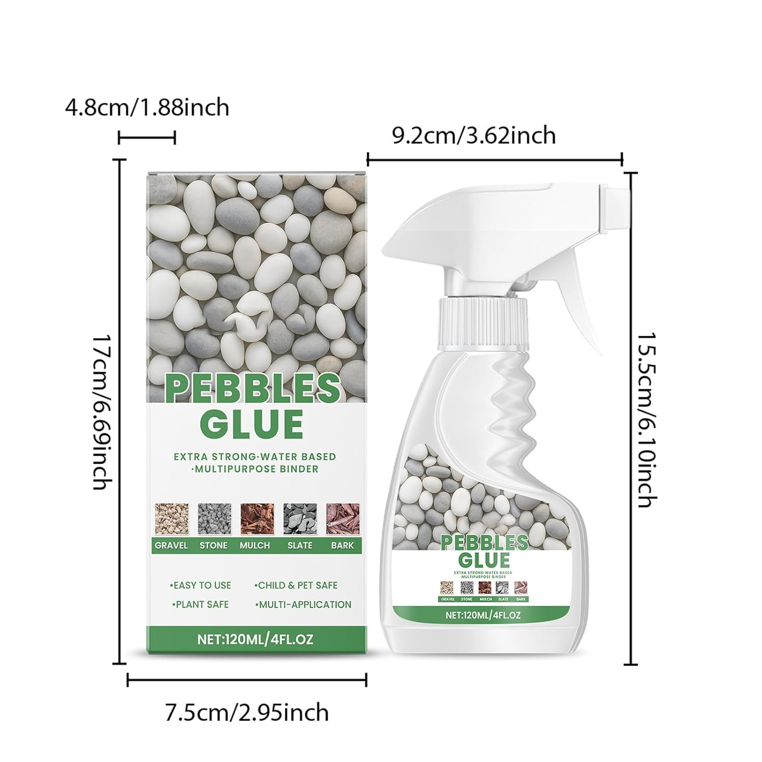Landscape Rock Glue, Mulch Glue 120Ml, Stone Binder Weather-Resistant Adhesive Spray for Pond Driveway Gardens Paths Outdoor Playground Sculptures image number 1