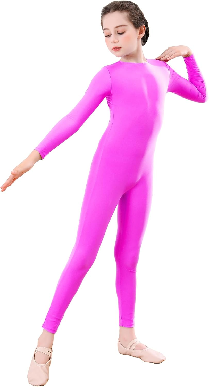 Girls Full Body Unitard Long Sleeve Dance Costume for Kids C1208