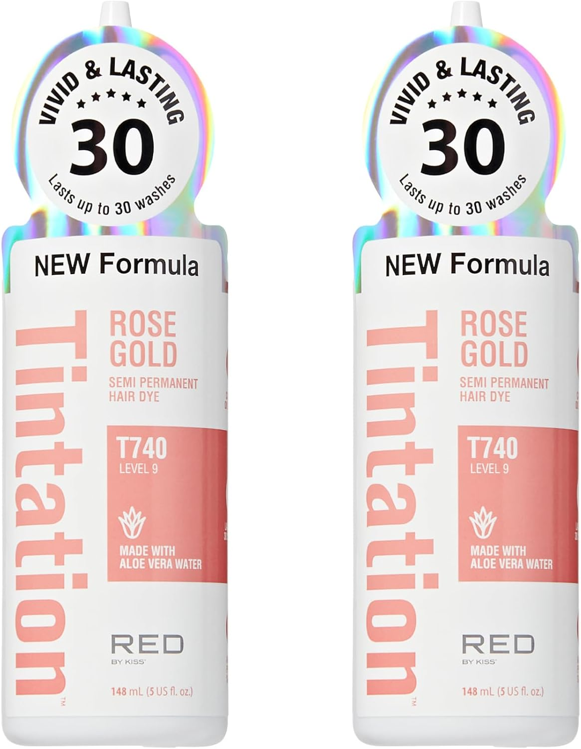Red by Kiss Tintation Semi-Permanent Hair Color, Aloe Vera Water Based, Argan Oil, Olive Oil, Collagen & Keratin, Long-Lasting Color Dye (Rose Gold, 2 Pk, 5 Fl Oz) image number 3