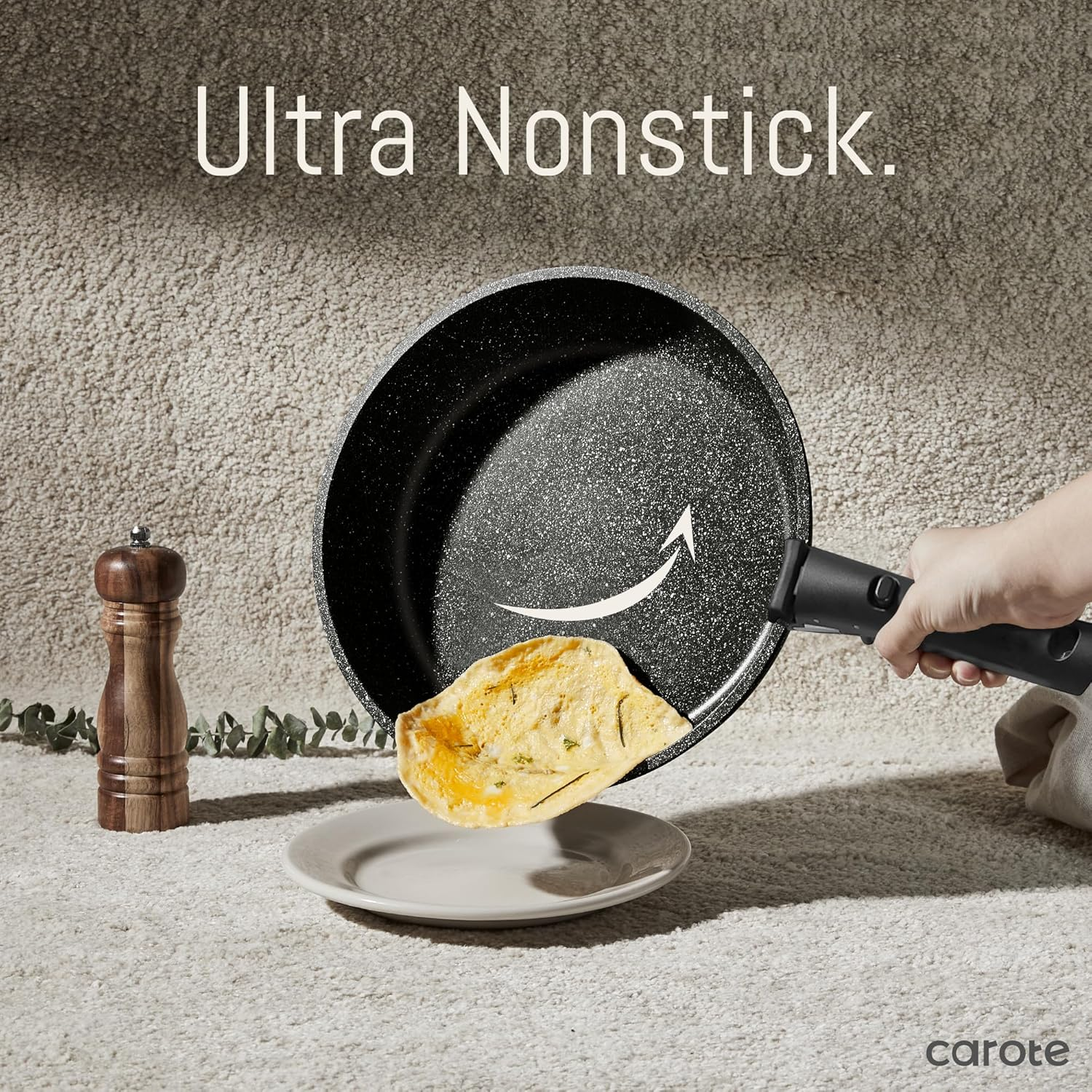 CAROTE 21Pcs Detachable Handle Pots and Pan Set, Nonstick Induction Cookware, Removable Handle, RV Oven Safe Cookware, Midnight Black, A07995 image number 1