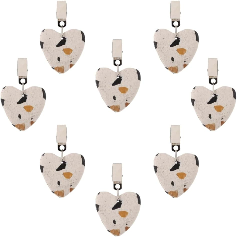 8 Pcs Tablecloth Weights Hangers,Heart-Shaped Table Cover Weights Stone,Table Weights Hangers with Metal Clip,Tablecloth Cover for Tablecloth Decoration,Family Dinner Outdoor Picnic image number 6