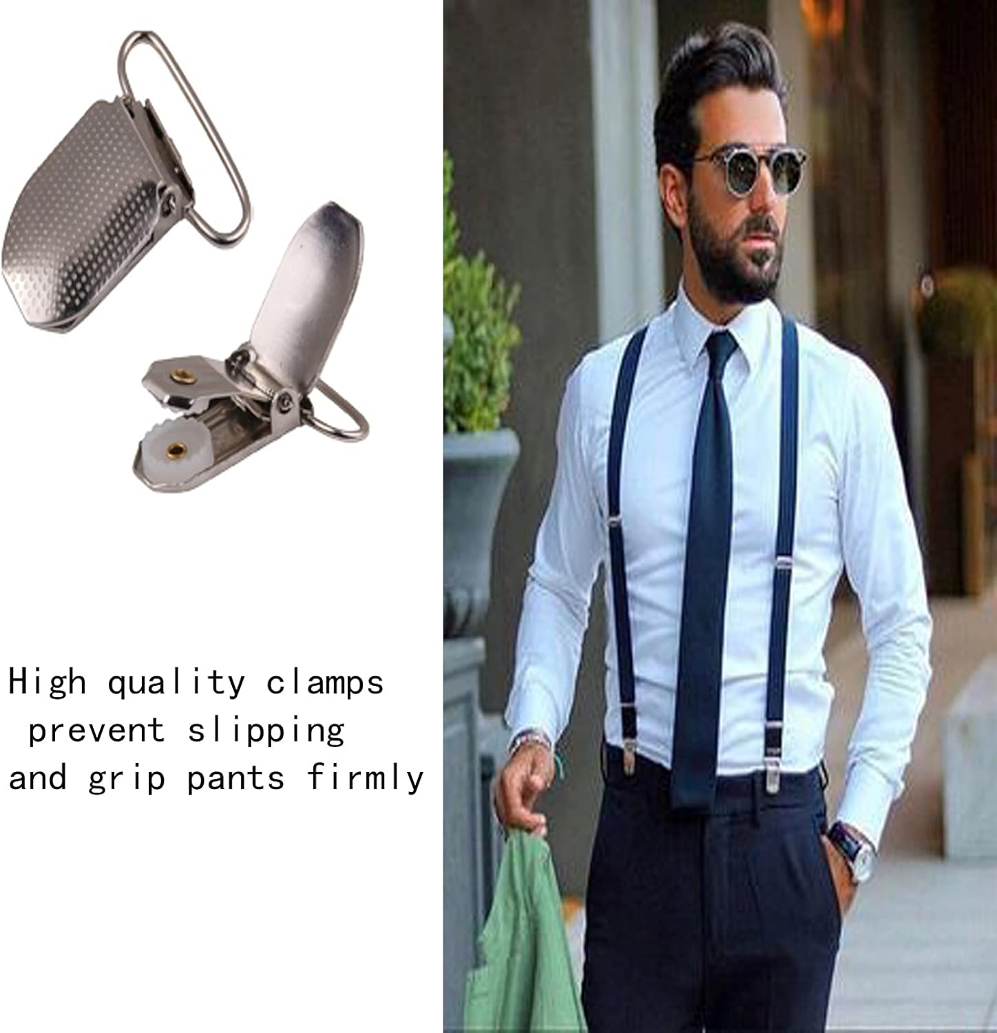 Chiyu-Yang Suspenders Bow Tie for Men and Women - Adjustable Tall Stature Elastic Y Back Style with Strong Metal Clips image number 4