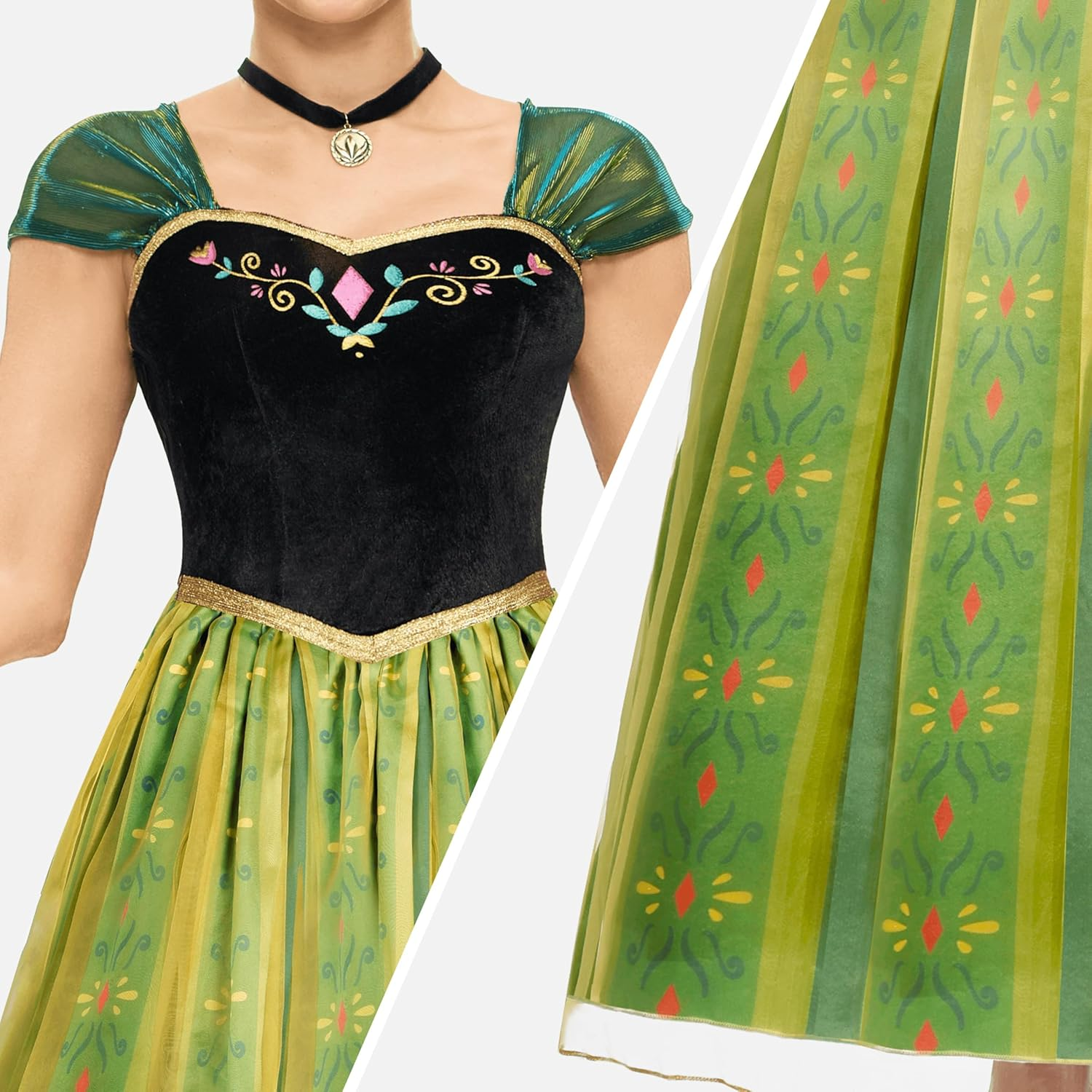 Spooktacular Creations Adult Princess Costume, Halloween Women Coronation Dress Costume, Green Princess Dress image number 1