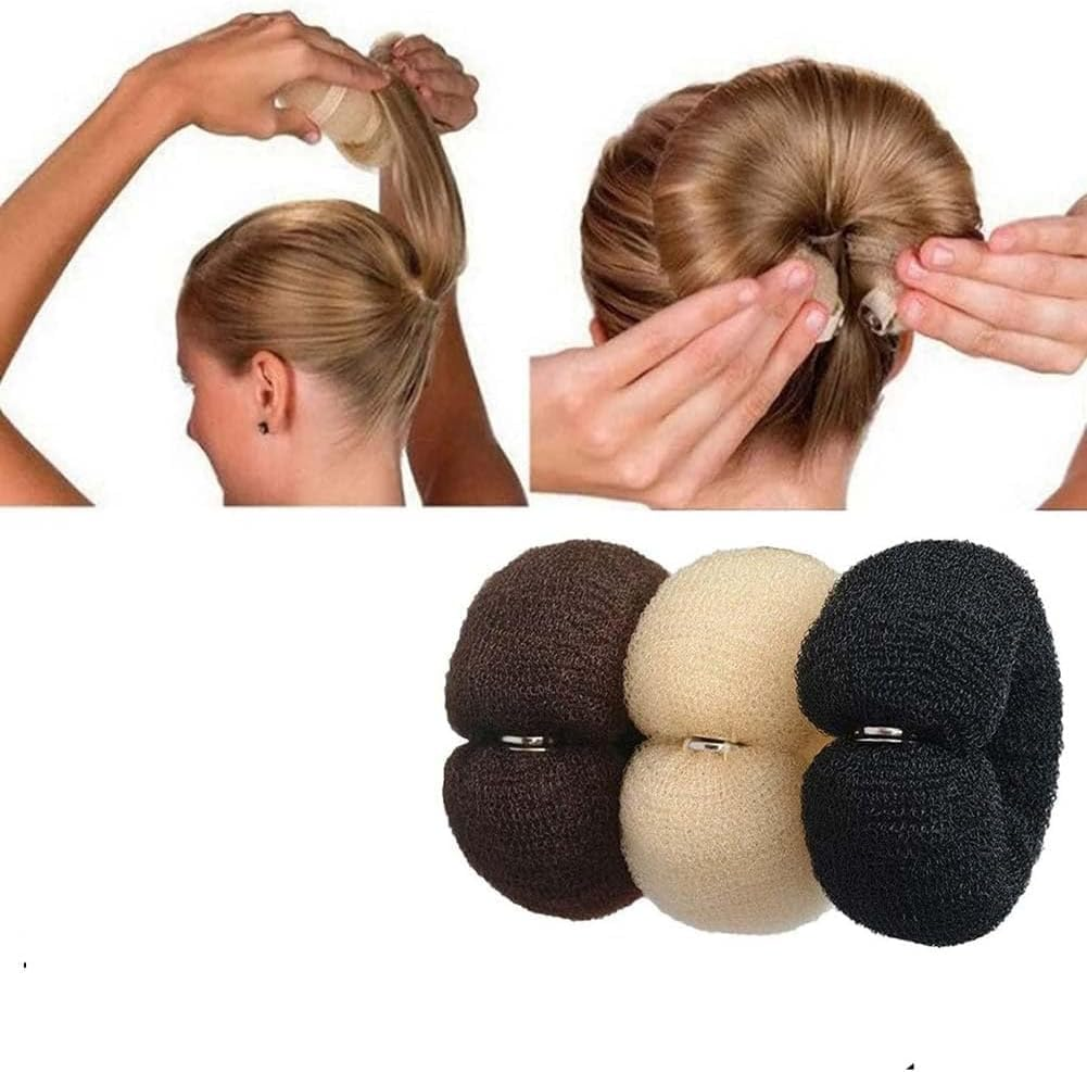 3PCS 20Cm Donut Hair Bun Maker - Ring Style DIY Hair Foam Ring Shaper - Snap Roll Bun Tool Magic Styling Tool for Women (3 Colors) ﻿ image number 2