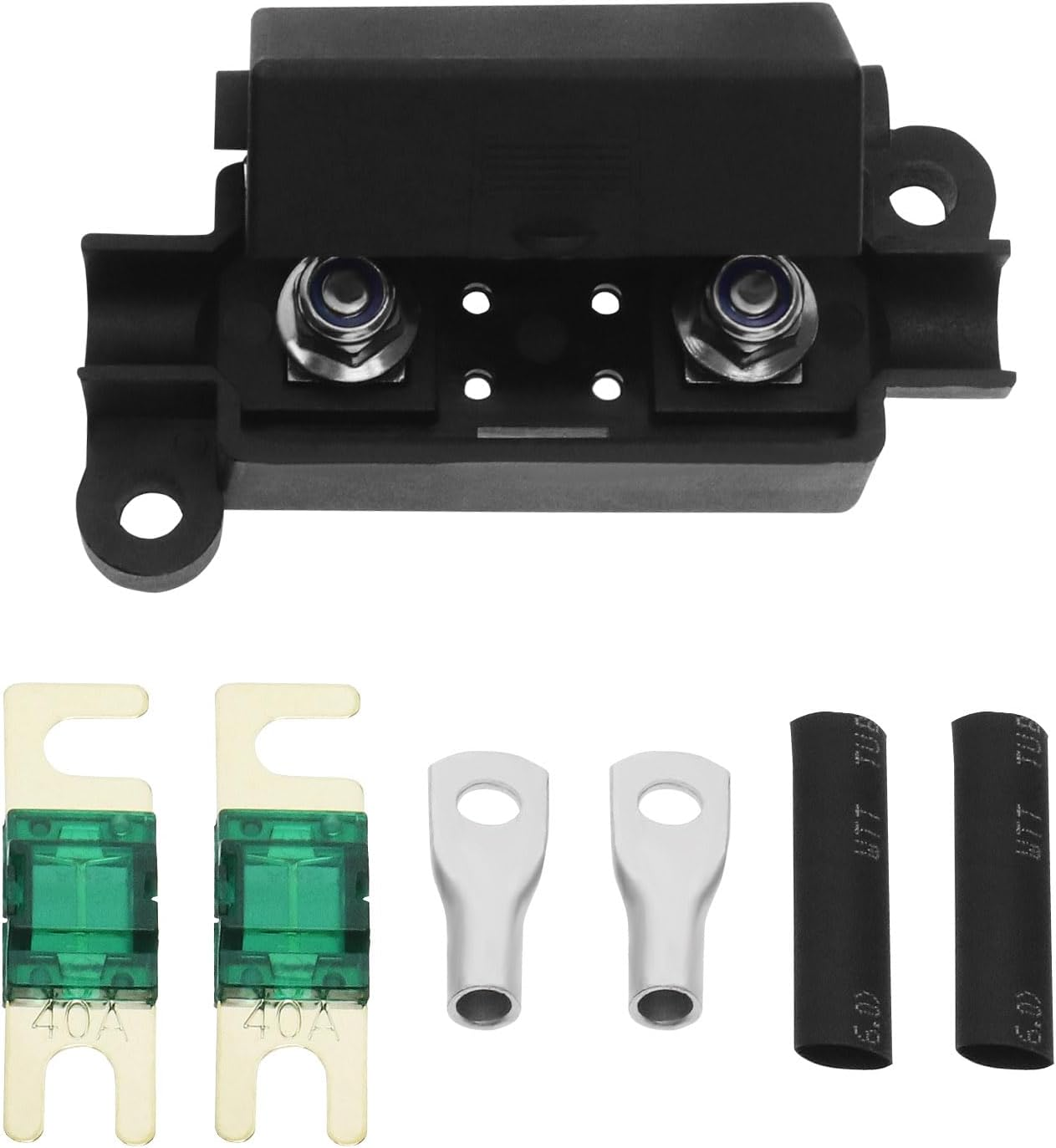 SING F LTD 1 Set Car Fuse Holder with Lock Nuts Midi Fuses Ring Terminals Heat Shrink Tubing for Motorcycles Cars Trucks Vehicles Safety Fuse Holder 40A image number 1