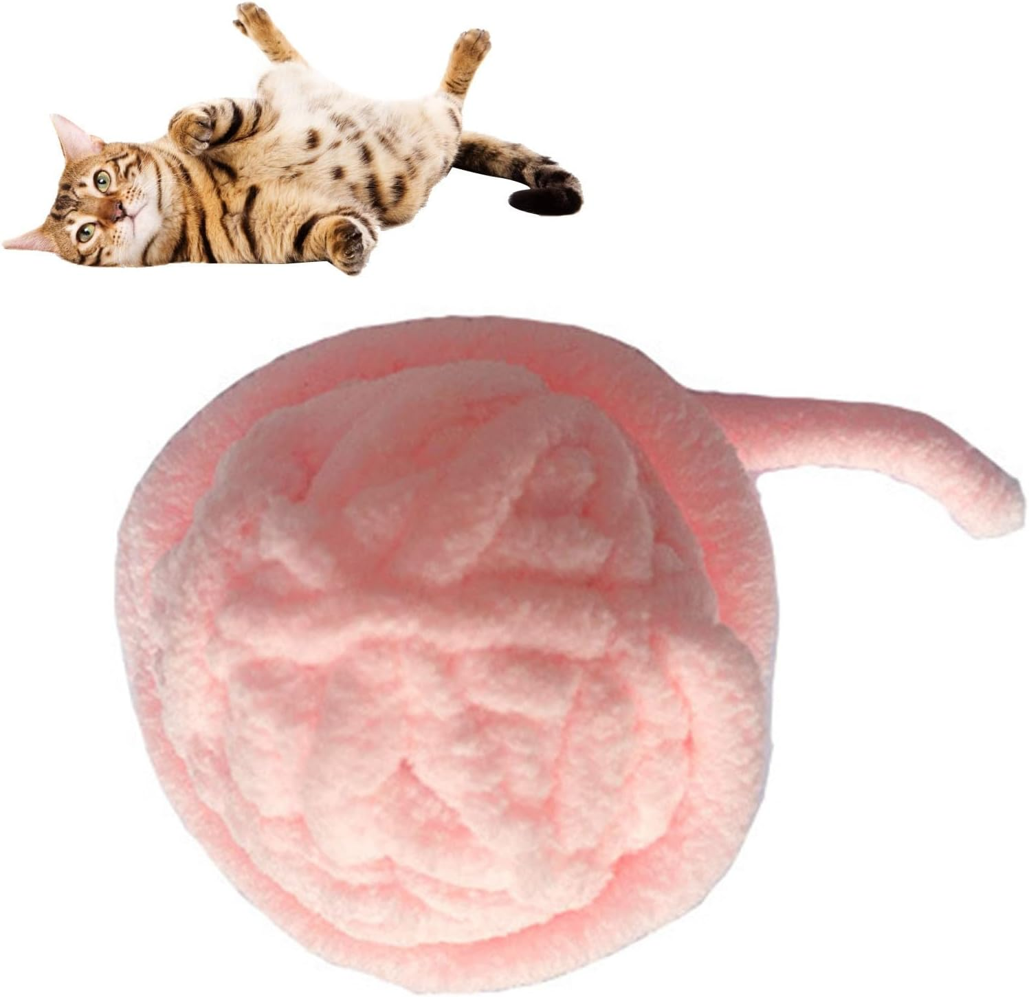 Cat Yarn Ball Toy, Fun Bite Resistance Woolen Yarn Cat Ball Toy with Bell, Furry Rattle Ball Interactive Cat Toys Balls Soft Fuzzy Balls Cotton Thread Ball Toys for Cats Kittens Puppies Self(Pink) - Colorful (Blue) image number 7