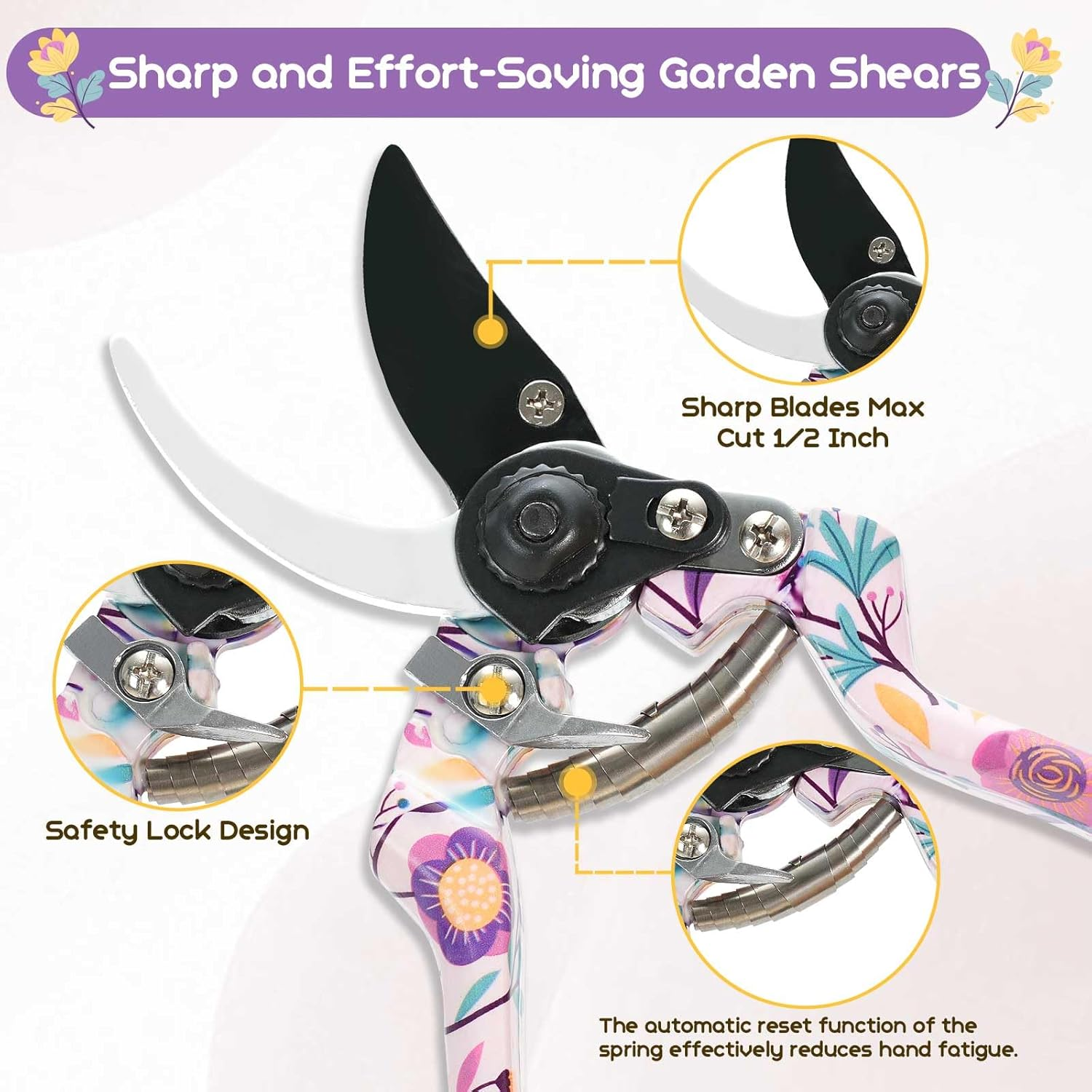 Velway Garden Tool Set 5-Piece - Mama'S Gift with Bag & Gloves, Floral Garden Tools Ideal Garden Gift for Women, Mother'S Day, Birthday, Christmas image number 3