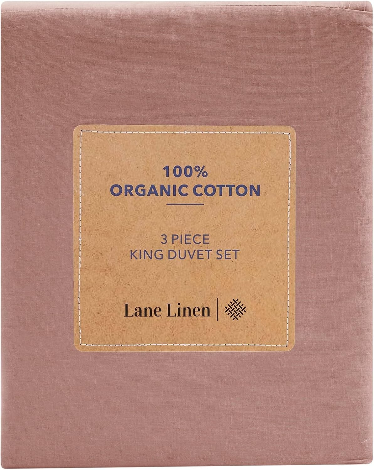 Lane Linen 100% Organic Cotton Duvet Cover 3-Piece Set (1 Duvet Cover, 2 Pillowcases), Rose Dawn, Queen Quilt Cover