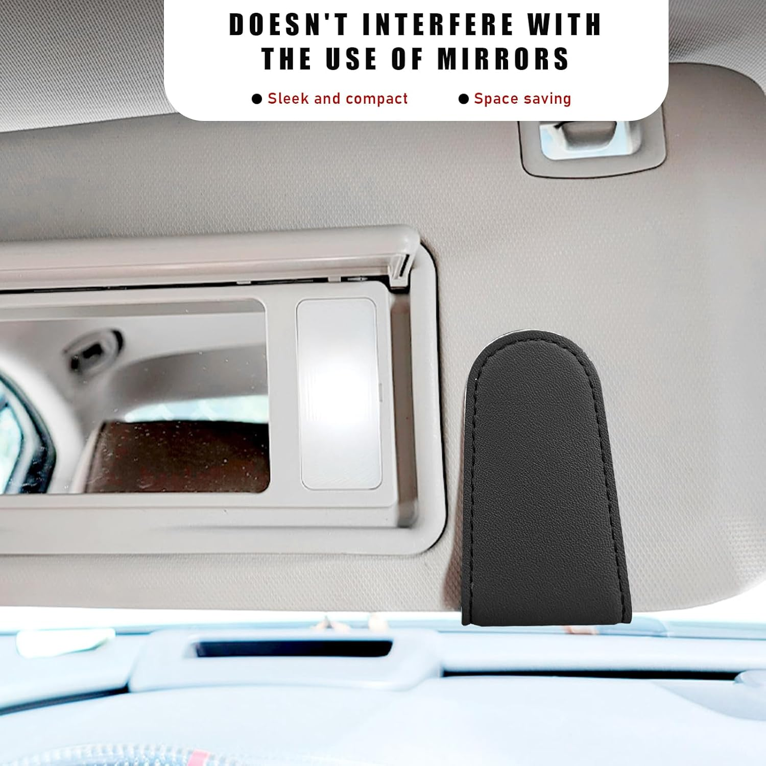 Sunglass Holders for Car Sun Visor,Magnetic Leather Eyeglass Hanger Clip for Car,Car Visor Accessories (Black) image number 3