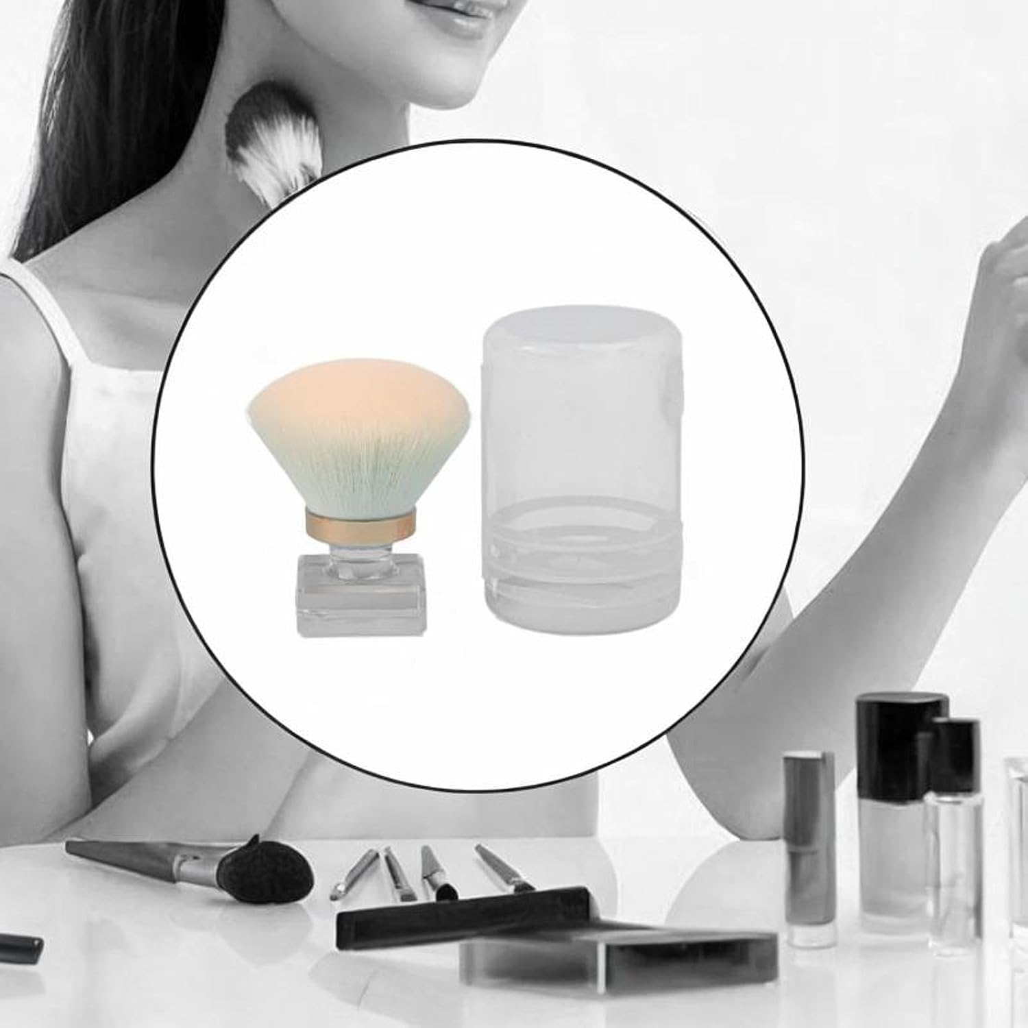 Nail Dust Brush, Soft Brush, Portable, Manicure, Cleaner Kabuki Cleaner Brush, Moving Brush with Dust with Nail Art, Mushroom Head White