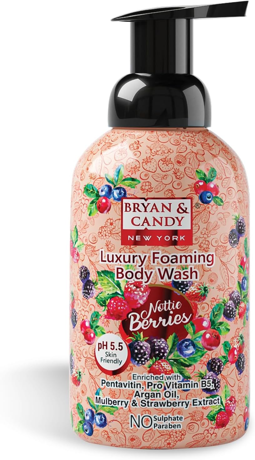 Bryan & Candy Nottie Berries Luxury Foaming Body Wash with Pentavitin, Pro Vit B5, Argan Oil, Mulberry & Strawberry Extract, Skin Friendly Ph 5.5, All Skin Types, 400 Ml image number 1