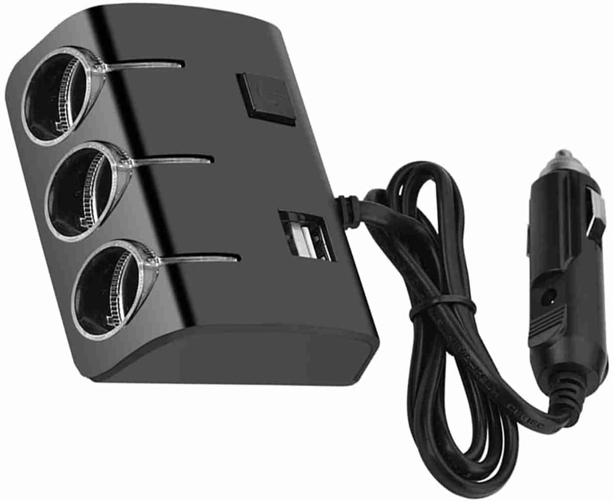 Depisuta 3 Way Car Cigarette Lighter Splitter, 120W High Power Dual USB Charger Adapter with LED Blue Light Indicator, Ideal for Smartphones Tablets Car Vacuum Cleaner image number 1