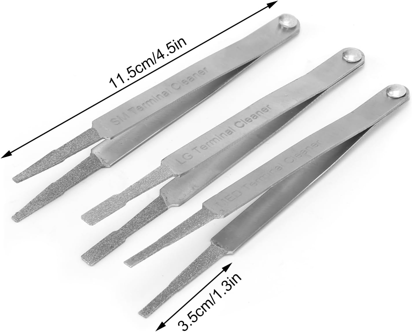 CHICIRIS Terminal Cleaner Set, 3PCS Terminal Wiring Tweezer Corrosion Removal Kit for Small Electrical Spade Pin Connectors, Ideal for Repairing Hardware, Metal Silver image number 3