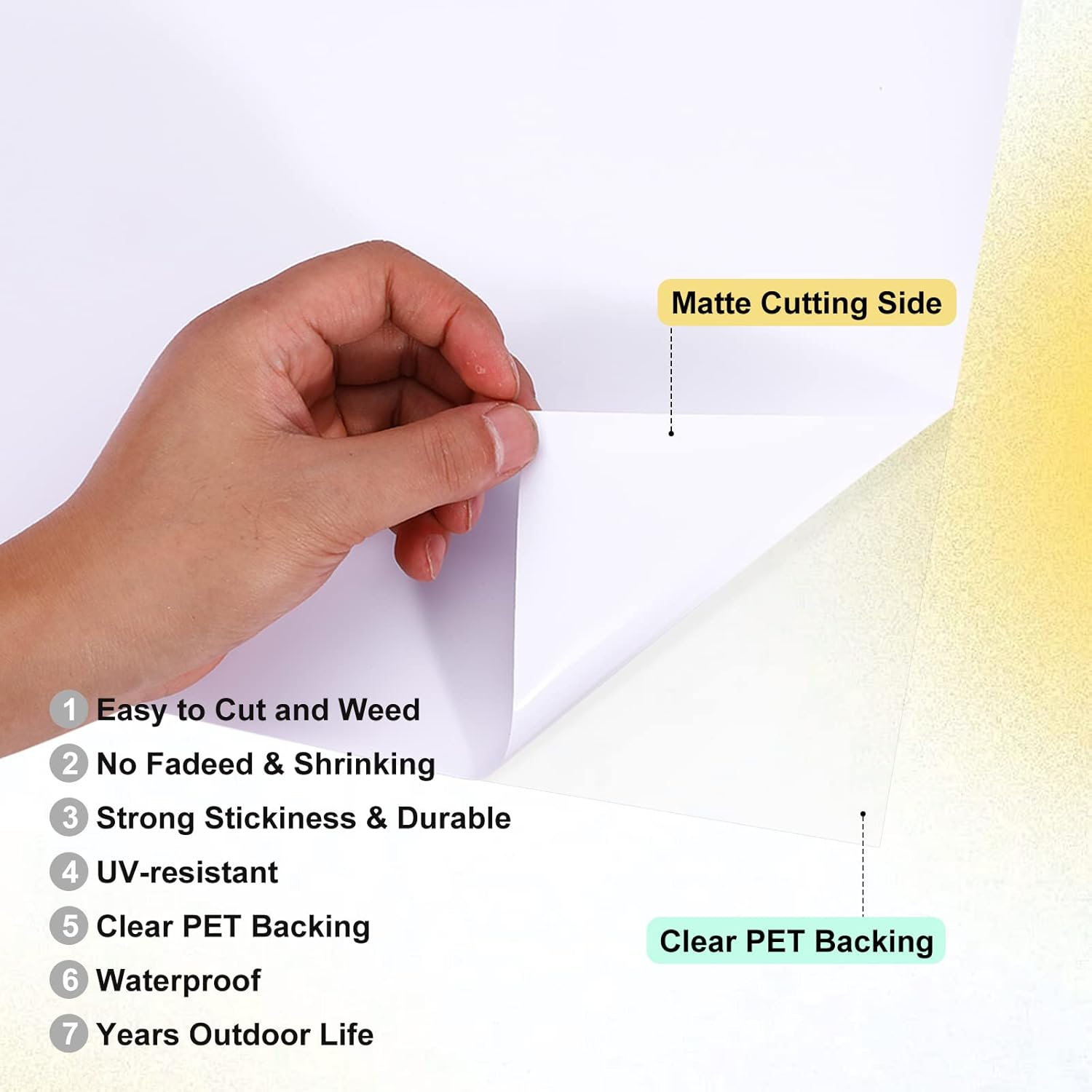 XSEINO White Permanent Vinyl - 12" X 60FT White Adhesive Roll Silhouette and Other Cutters, Permanent Outdoor for Cup,Decor Sticker, Car Decal, Scrapbooking, Signs(Glossy) image number 5