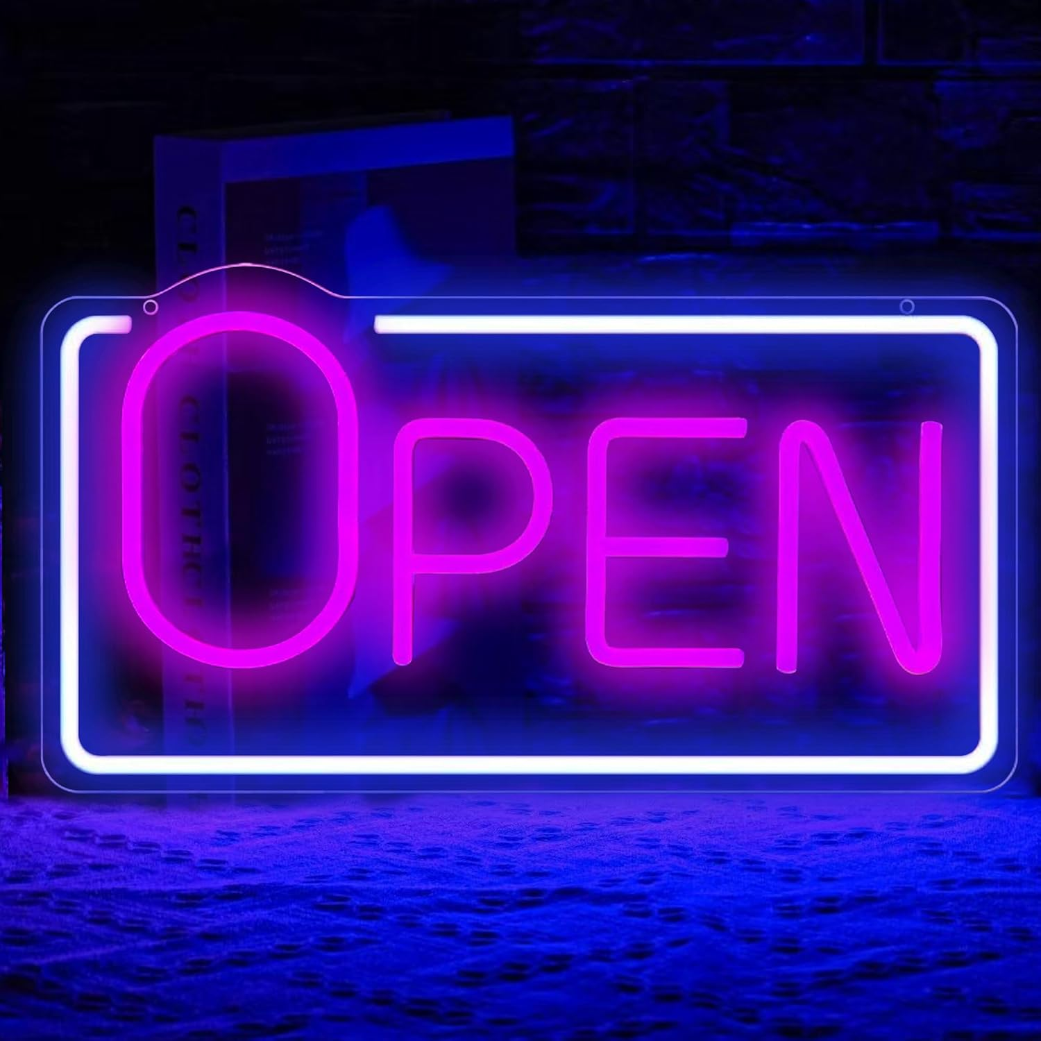 QXMH Open Signs for Business: Bar Open Neon Signs, Dimmable LED Lamp, USB Powered Bright LED with High Visibility 16.5 X 8.2 Inches
