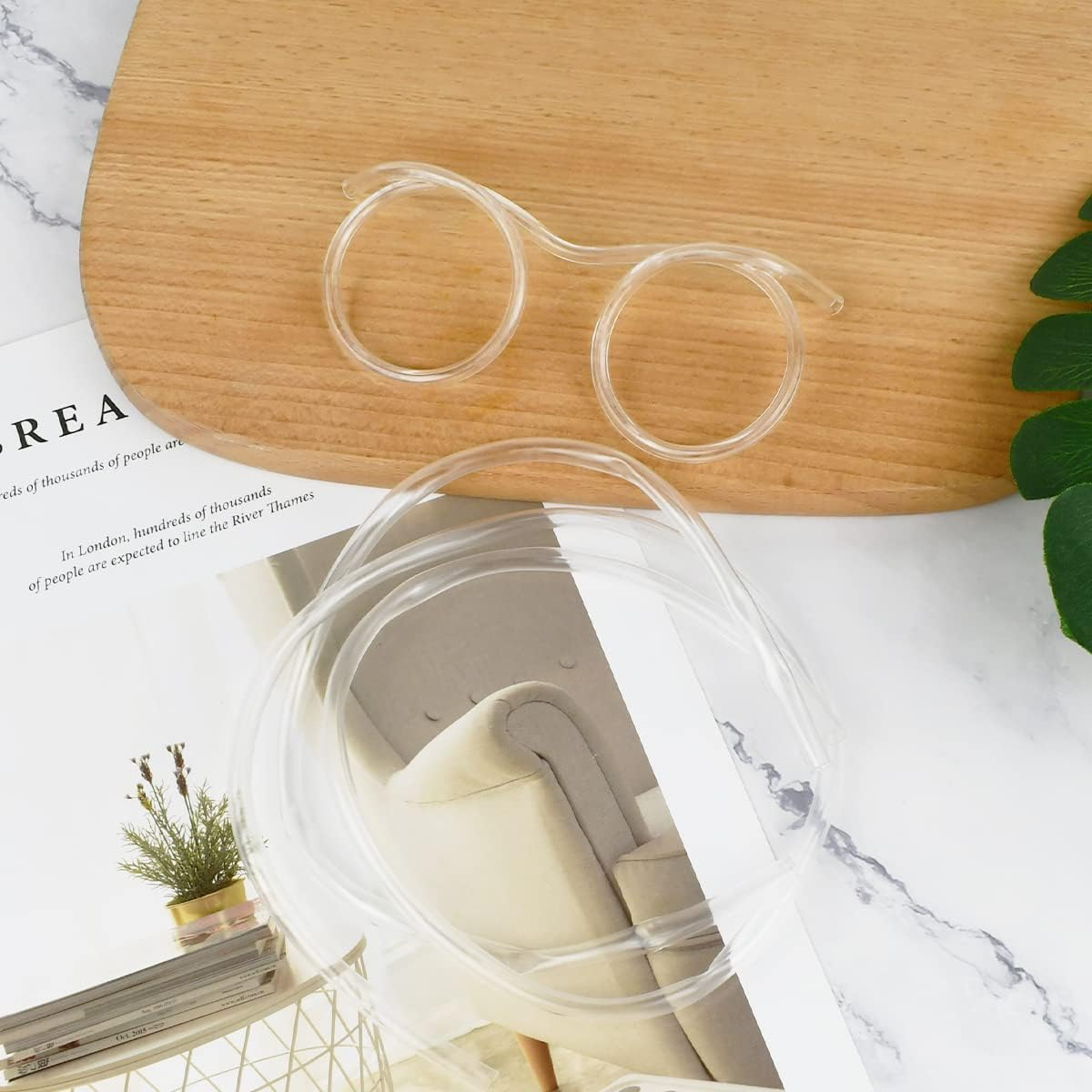 2 Pcs Silly Novelty Loop Straw Glasses, Fun Loop Eye Straws Reusable Eyeglasses Straw for Parties Birthday, DIY Fun Activities, Kids Party, Annual Meeting image number 1