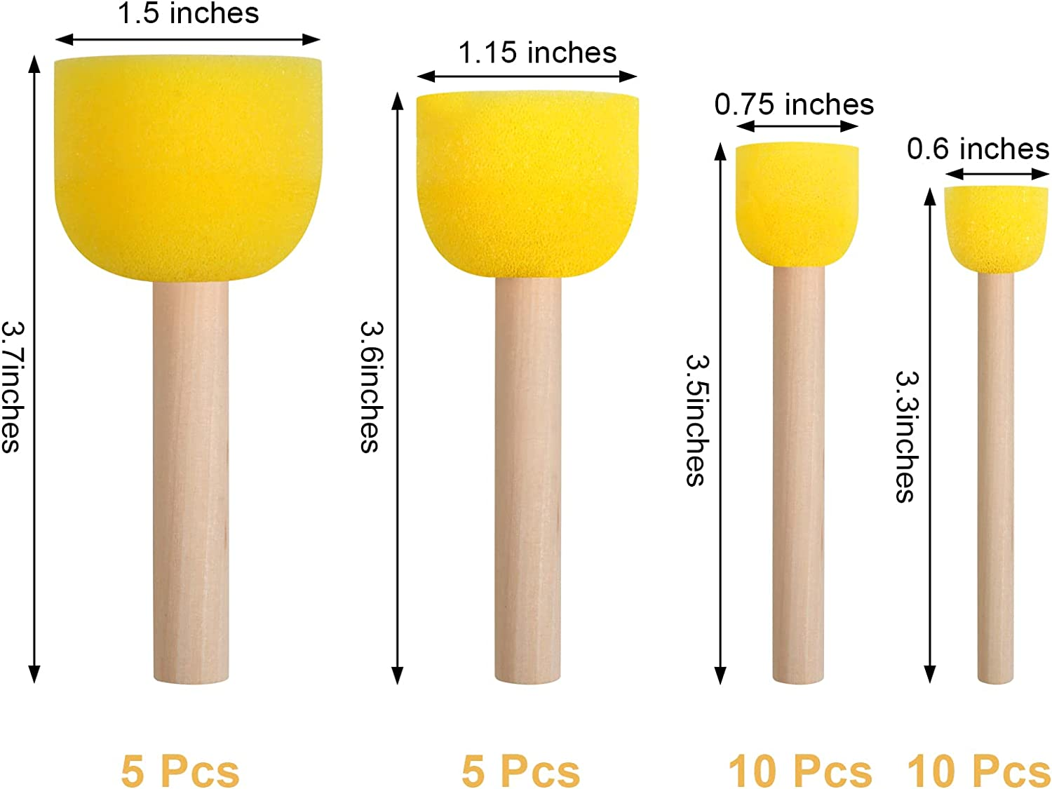 30 Pcs round Sponges Brush Set, round Sponge Brushes for Painting, Paint Sponges for Acrylic Painting, Painting Tools for Kids Arts and Crafts (4 Sizes)