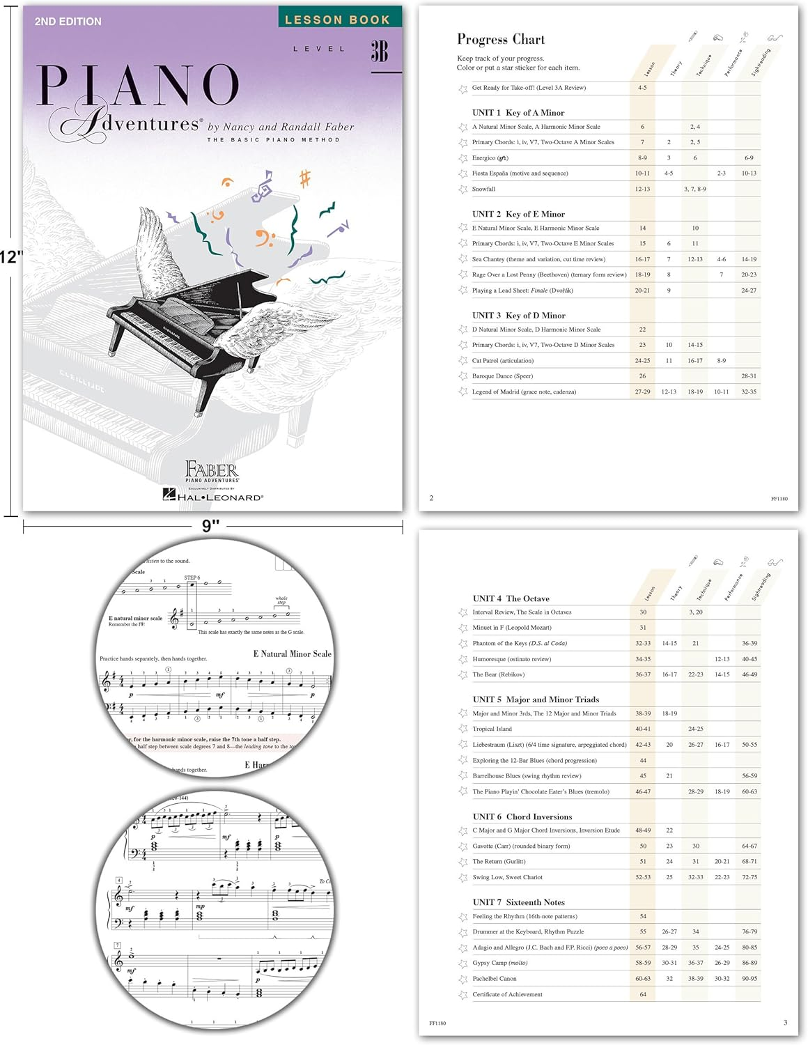 Piano Adventures Level 3B Learning Set by Nancy Faber - Lesson, Theory, Performance, Technique & Artistry Books & Juliet Music Piano Keys 88/61/54/49 Full Set Removable Sticker image number 6