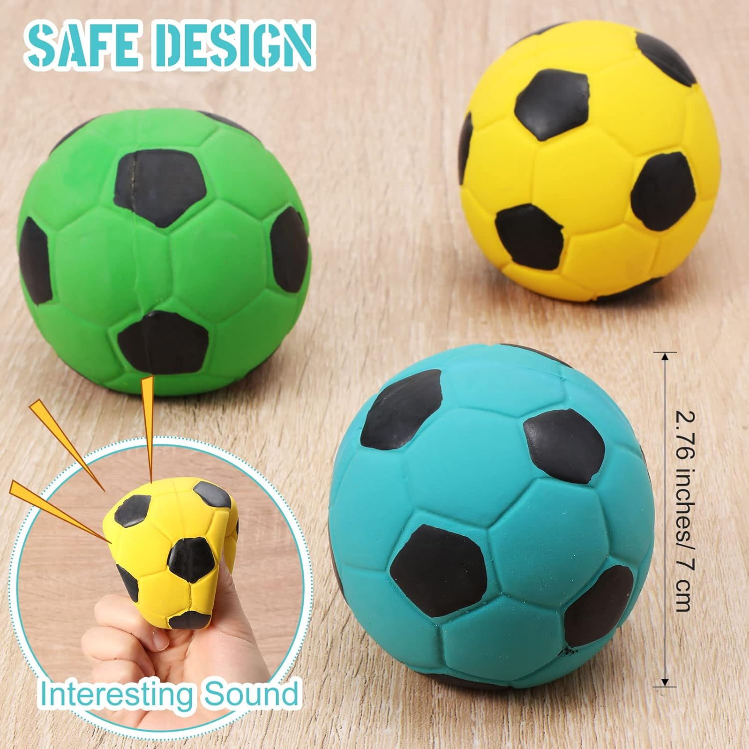 Sumind 9 Pcs Latex Squeaky Dog Toys, Soccer Ball Interactive Fetch Toys, Soft Football Puppy Chew Balls for Small, Medium and Large Dogs image number 2
