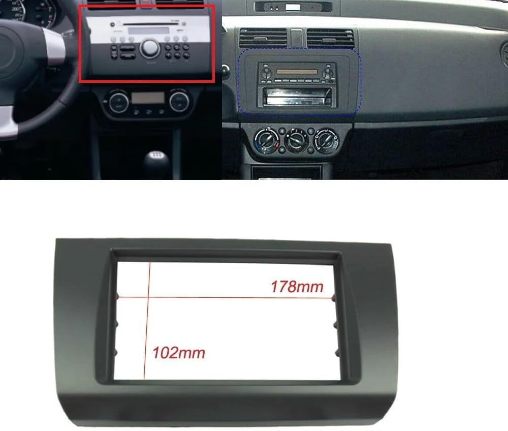 Radio Stereo Panel for Suzuki Swift 2005-2010 2 Din Car Radio Frame Fascia Panel DVD Stereo CD Panel Dash Mount Refit Installation Trim Kit Frame Black image number 4