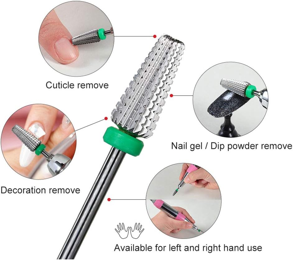 Carbide Nail Drill Bit 5 in 1 Rotary Bit for Professional Electric Nail File for Left and Right Handed Acrylic or Hard Gel Remover image number 4