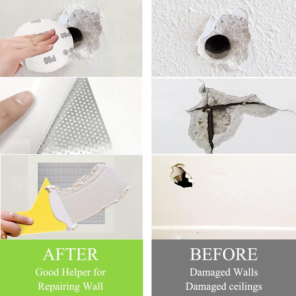 16 PCS Aluminum Wall Repair Patch Kit, Self -Adhesive Wall Repair Patch- 2&rdquo;X2&rdquo; (4) 4&rdquo;X4&rdquo; (4) 6&rdquo;X6&rdquo; (2) 8&rdquo;X8&rdquo; (2) Putty Knife (2) Sanding Pad (2), Dry Wall Hole Repair Patch Metal Patch image number 5