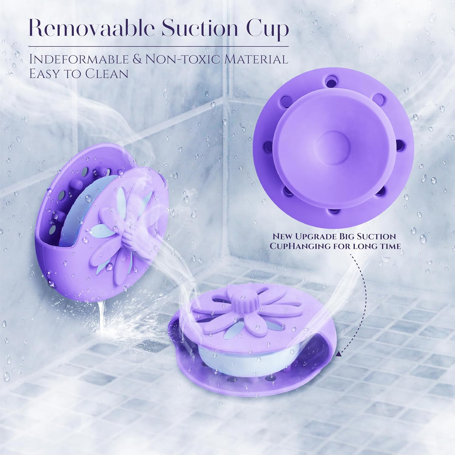 Purple Shower Steamers Tray, Big Suction Cup Shower Steamer Tablet Holder Dish for Long Lasting Use, Flake Bath Bombs Container, Adornment Household Supply Car Decoration Yoga Decor - Blue image number 2