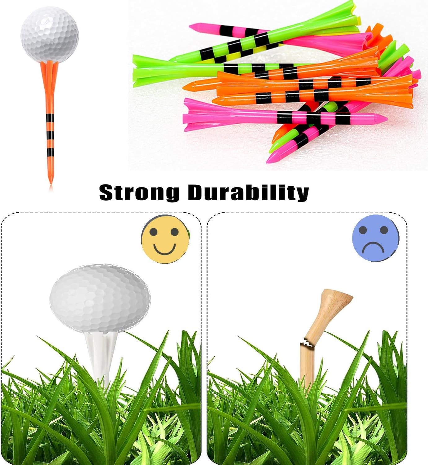 Yharnamite 50 Pcs Plastic Golf Tees, 3-1/4" Professional Golfing Tees with Five Claws Prong, Long Golf Tees, Frictional Resistance Reduction, Mixed Color image number 5