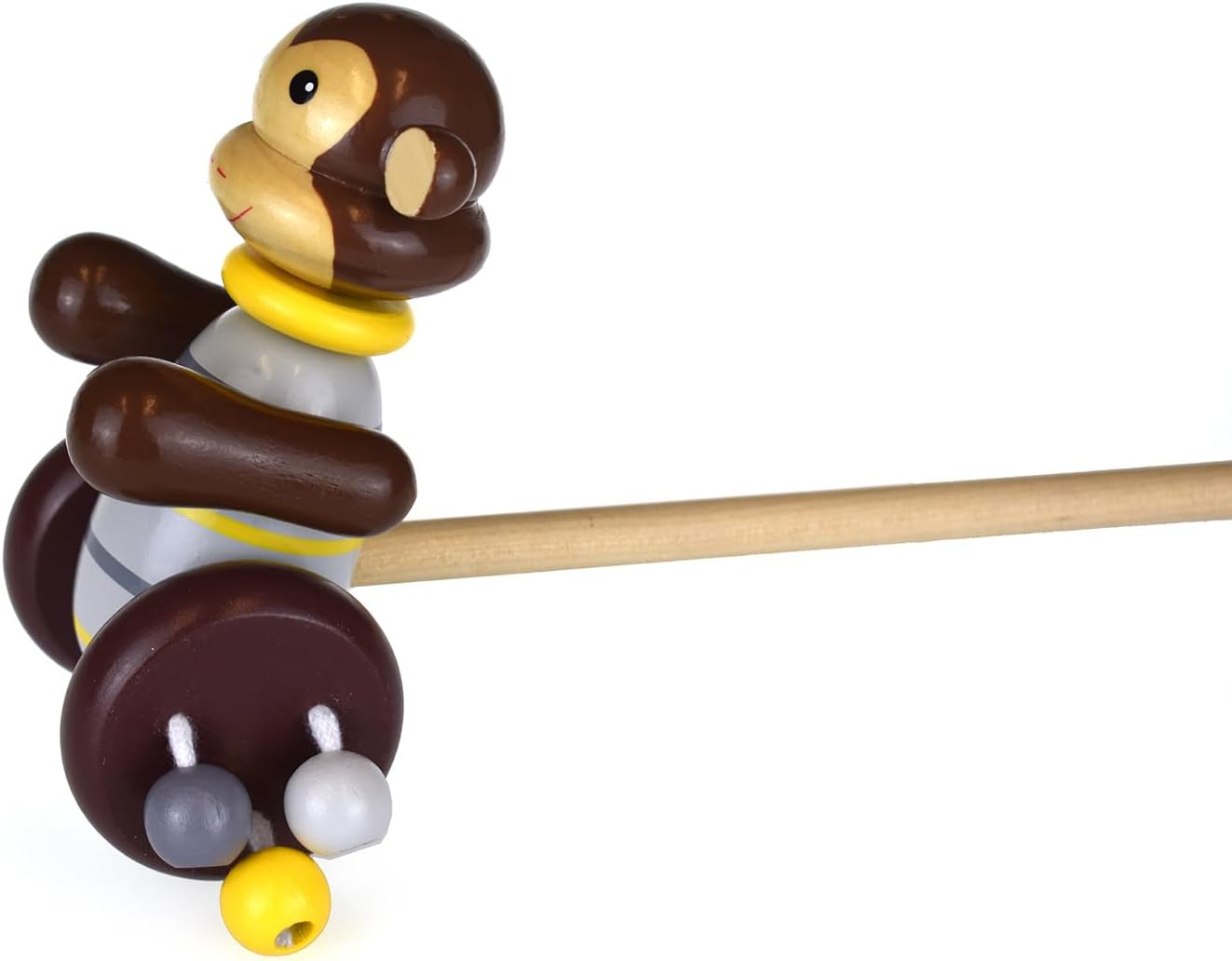 Kaper Kidz Push-A-Long Monkey - Wooden Monkey Push Toy for Kids