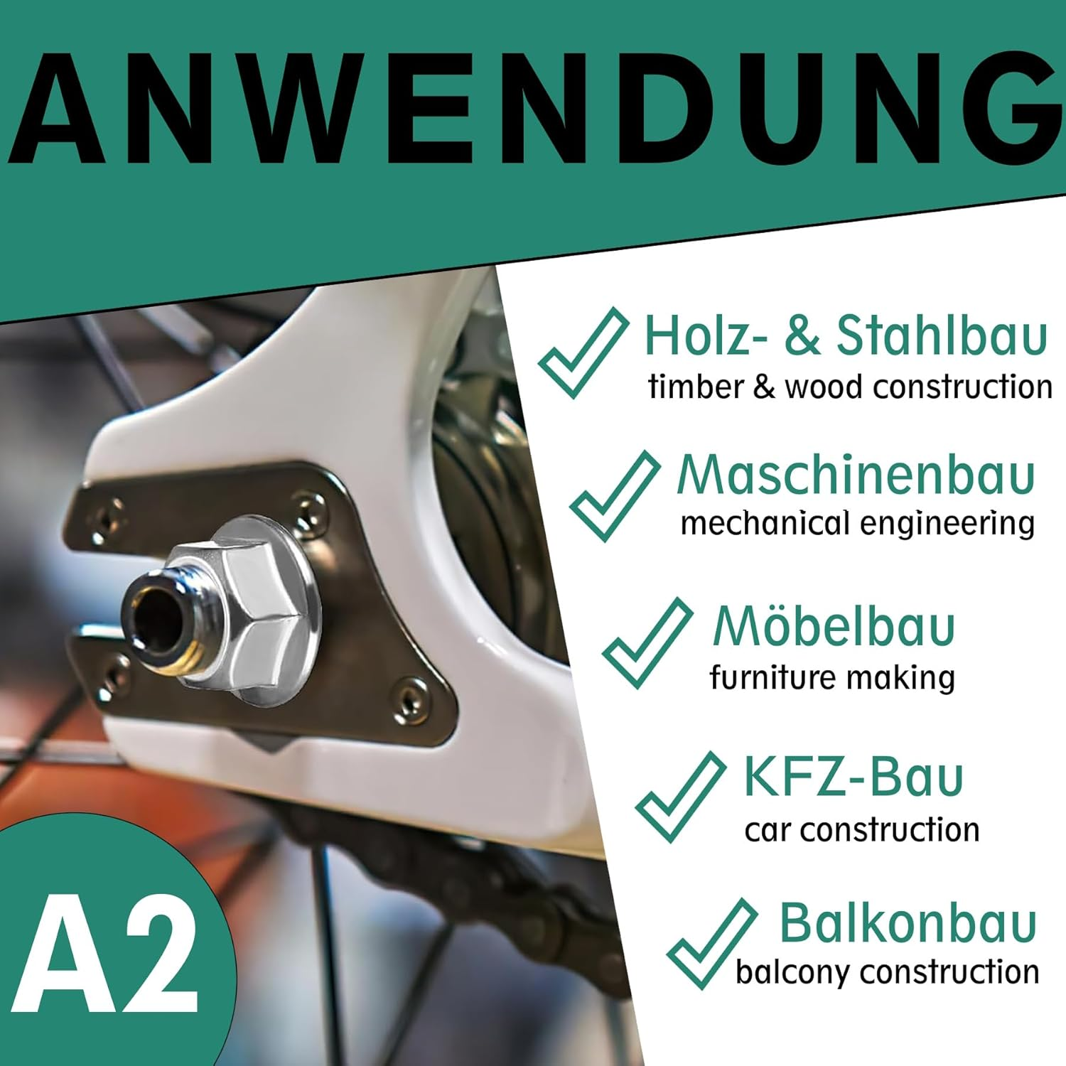 Flange Nut with Locking Toothing According to DIN 6923 / A2 Stainless Steel V2A / Hex Nut with Flange and Locking Toothing, Folding Nut (Pack of 10, M12) image number 5