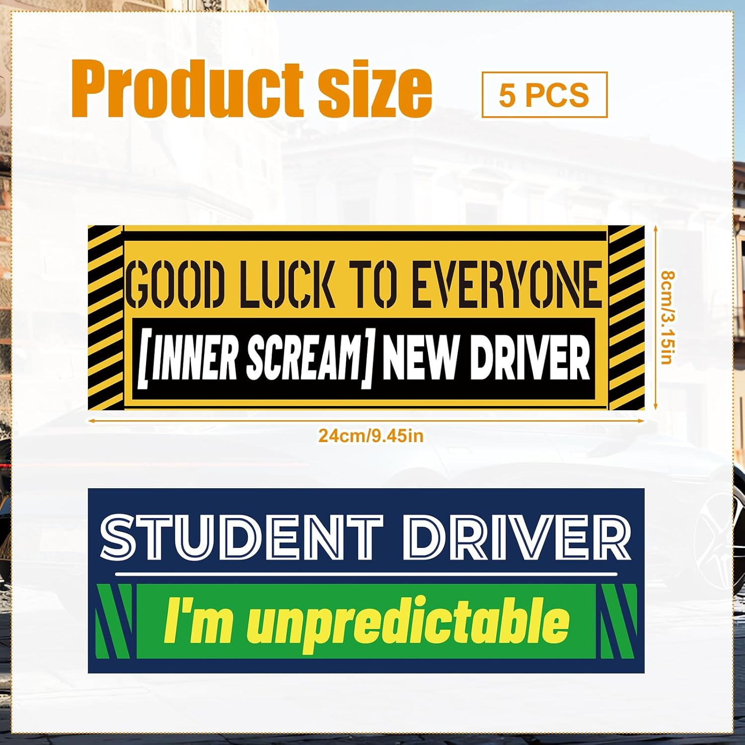 5Pcs New Driver Magnet, 9.45X3.15 Inch Reflective Magnetic Novice Driver Sign for Bumper Safety Warning Stickers for Beginners Student Car Drivers image number 5