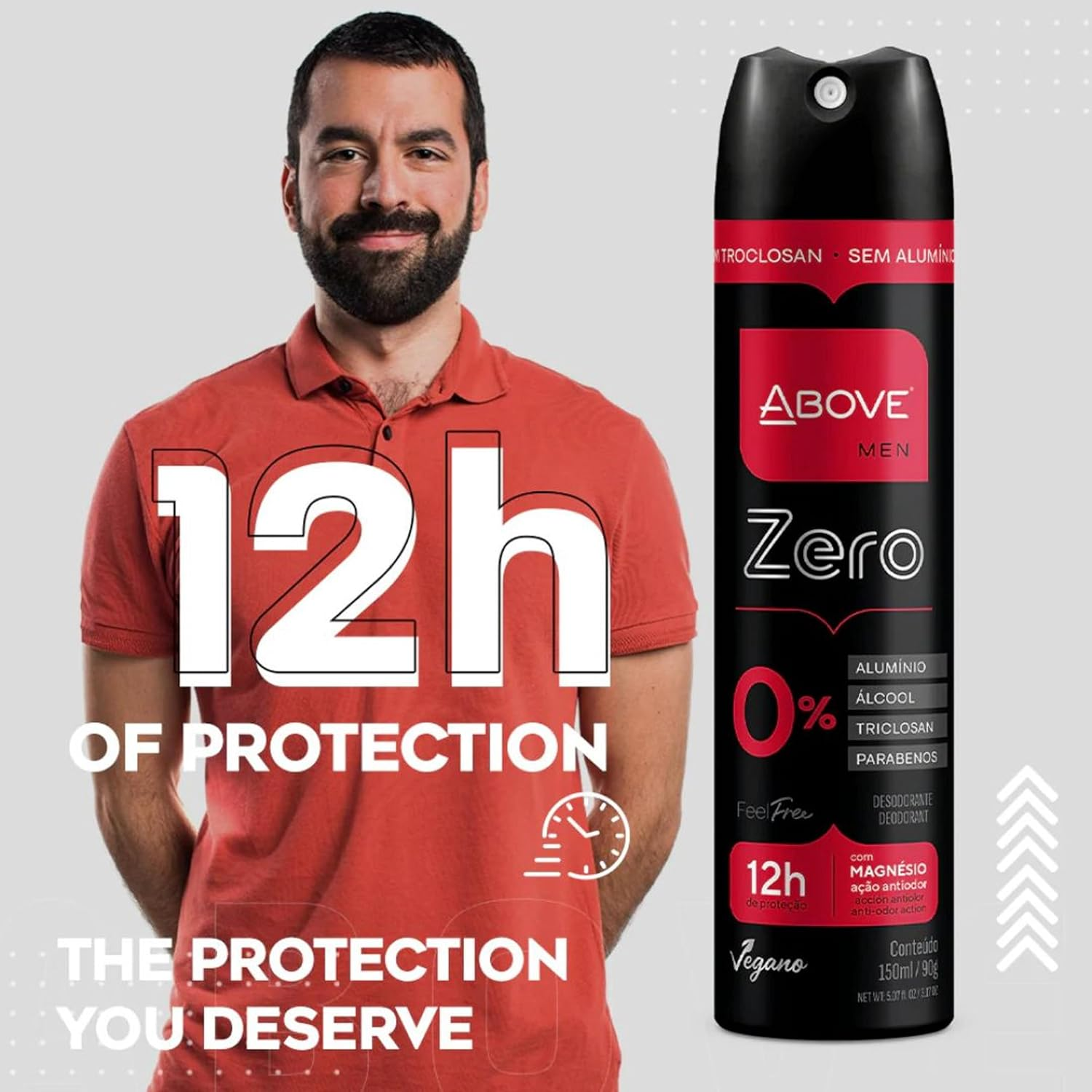 ABOVE Feel Free Zero, 3.17 Oz - Spray Deodorant for Men - 12-Hour Protection - No Stain - Dry Spray - Aluminum Free Deodorant Spray - Cruelty-Free image number 1