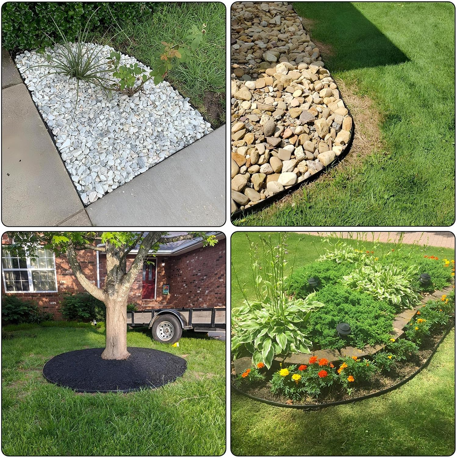 ZCOINS Lawn Edging Border - Flexible Plastic Garden Edging Kit, 10M Long, 10Cm Tall, Includes 60 Plastic Pegs, No Dig Lawn Edge for Pathways & Garden Separation Decorative Edge