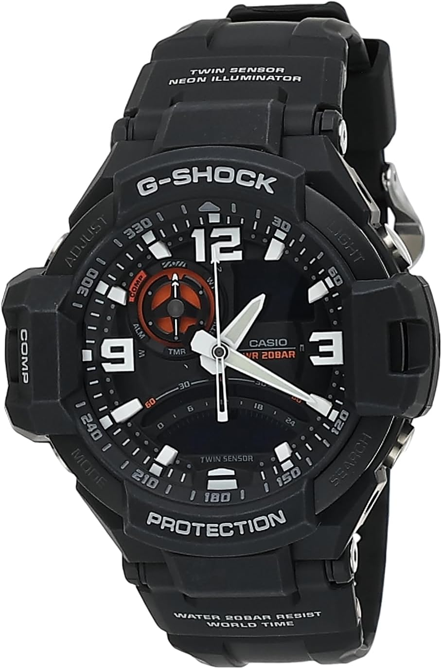 G-Shock CASIO Men'S G-Shock Gravity Analog and Digital Watch, Red/Black/White Dial, Black Band image number 5
