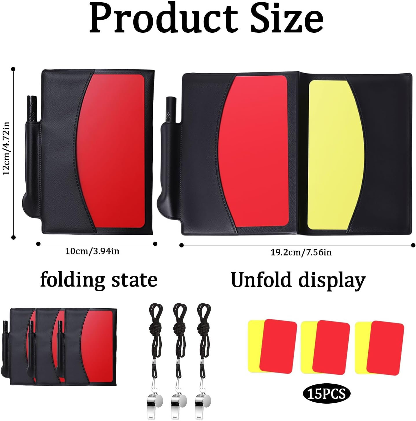 6 Pcs Red and Yellow Cards Soccer Referee Set，3Pcs Soccer Referee Cards and 3 Pcs Whistle,Soccer Cards Set Is Suitable for Football Matches,Soccer Game Sports image number 3