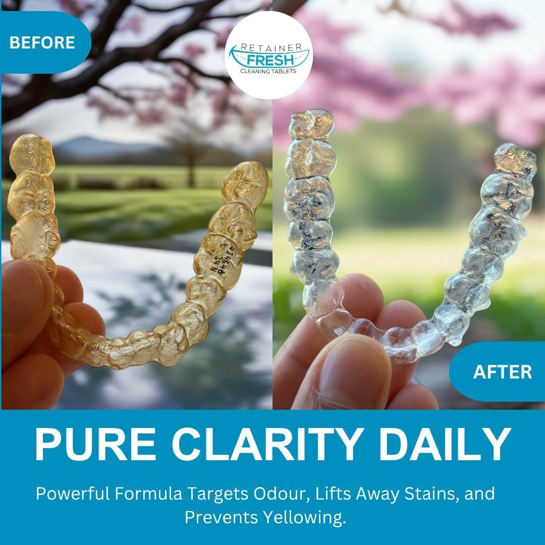 Retainer Cleaner Tablets - 120 Tablets 4 Month Retainer Fresh - Retainer Cleaning Tablets, Mouth Guard Cleaner, Denture Cleaner, Aligner Cleaner, Brite Retainer Tablets image number 2