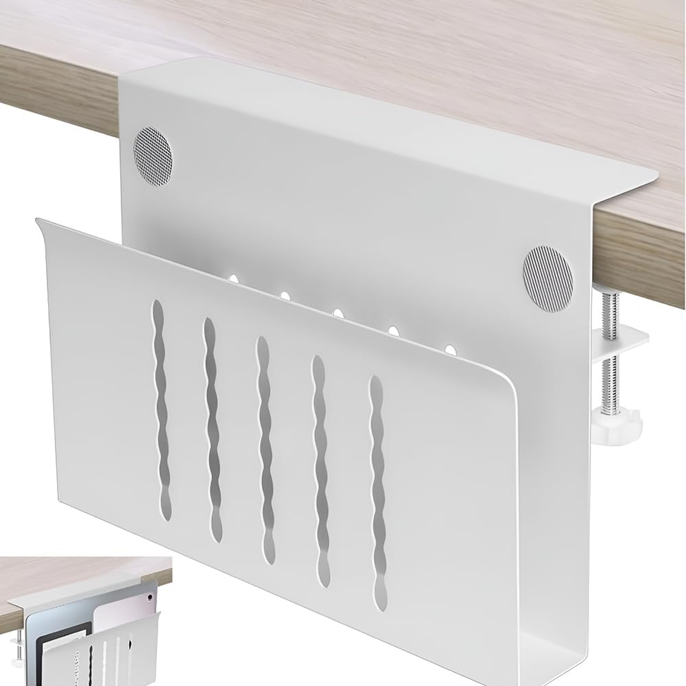 Desk Side Storage Organizer, No Drilling Desk Hanging Organizer Laptop Holder Aluminum Alloy Standing Desk Drawer Cable Management Tray for Office, School, Home image number 4