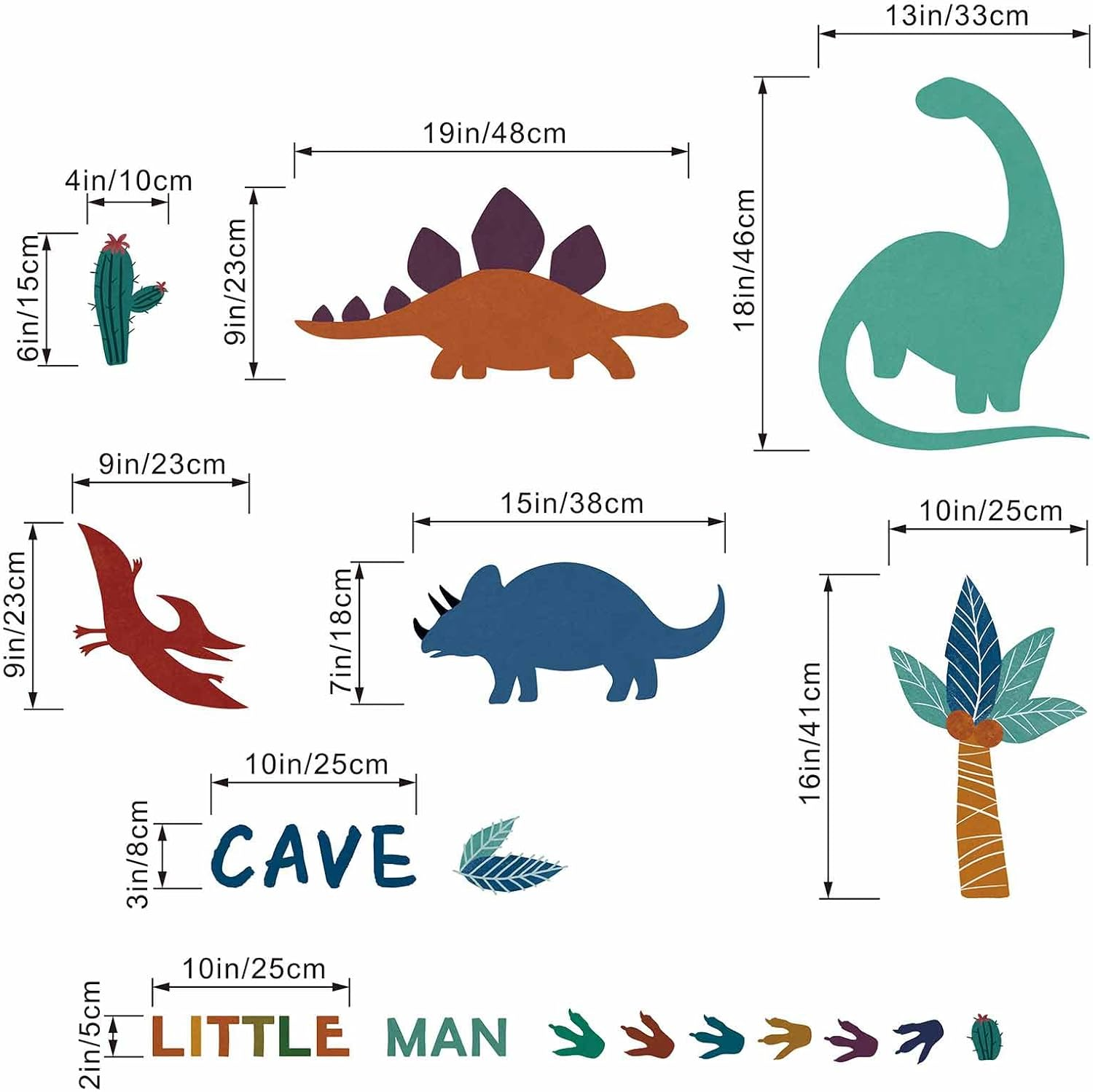 Amimagen Dinosaur Wall Decals - Tropic Tree Dino Wall Stickers - Nursery Kids Baby Boys Room Daycare Bedroom Playroom Wall Decor image number 4