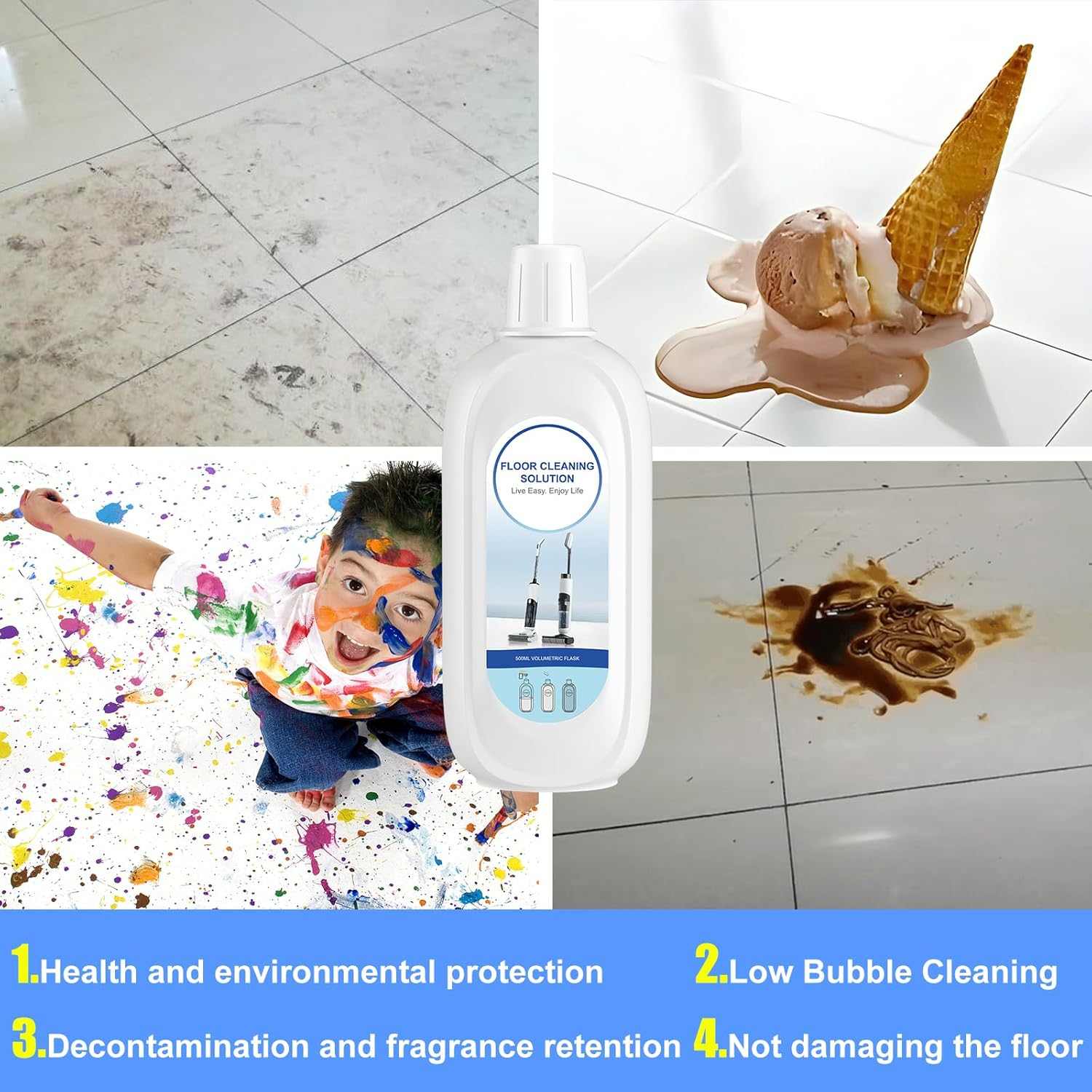 10 Bottles Floor Cleaner 500Ml per Bottle Lavender Flavor Floor Cleaning Solution Compatible with Tineco FLOOR ONE S5/S3/IFLOOR3/IFLOOR2/IFLOOR SERIES, Suit All Wet Dry Vacuum Mop (Lavender Flavor) image number 5