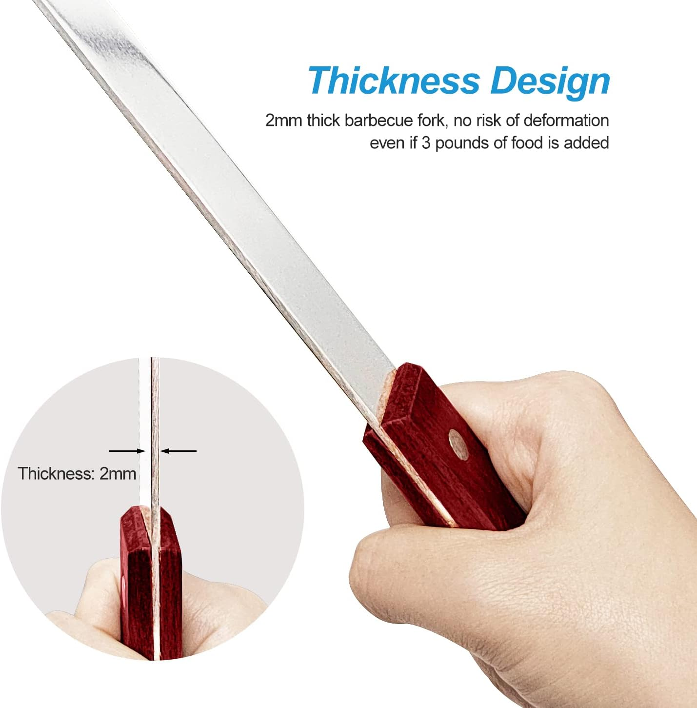 8Pcs Stainless Steel Flat Kebab Skewers, 24 Inch Turkish Adana Skewers for BBQ Grill Accessories image number 4