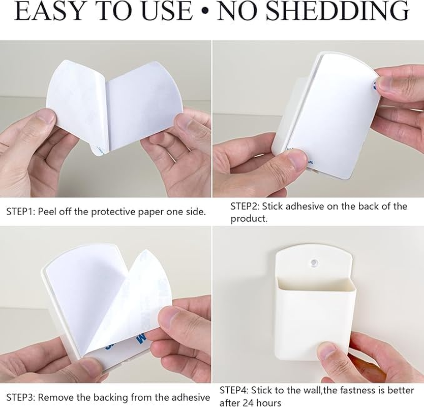 8 Pcs Remote Control Holder Wall Mount, TV Controller Holder, Self Adhesive Remote Holder, Wall Pen Holder Storage Accessories for Home Office School (White) image number 1